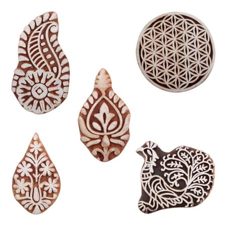 Set of 5 Piece New Mix Wooden Printing Blocks